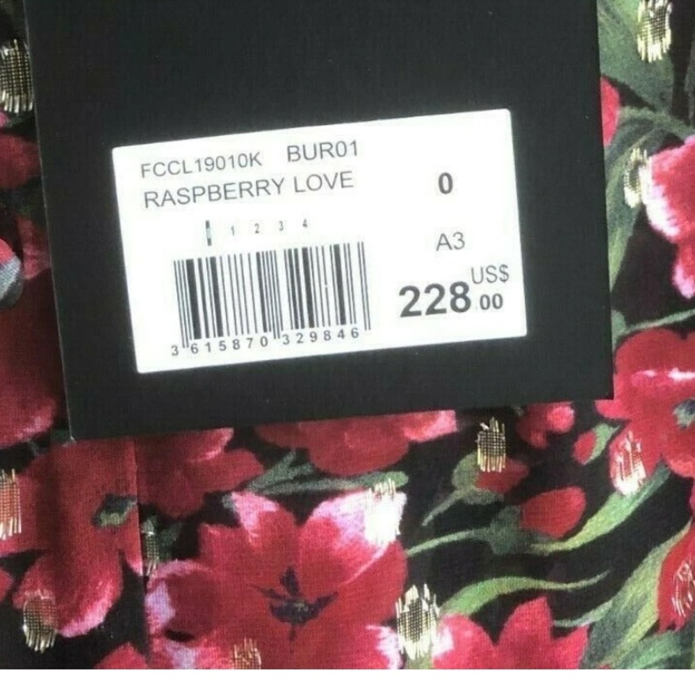 The Kooples Paris Raspberry Love Blouse Burgundy Red Floral Metallic Size 1 - Picture 14 of 14